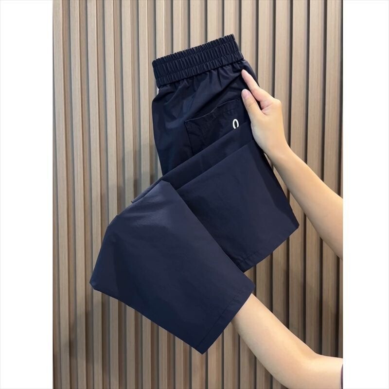 Summer Thin Quick-Dry Harem Pants Ice Silk 2026 Summer High-Waisted Slimming Elastic Waist Long Casual Pants