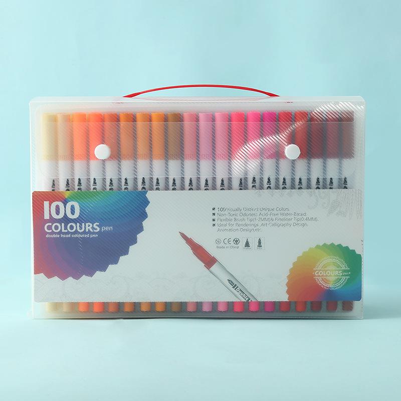 Bolígrafo de acuarela de doble punta, 120 colores, lavable, respetuoso con el medio ambiente, juego de pinceles para niños, pintura artística para estudiantes, bolígrafo de línea de gancho a base de agua