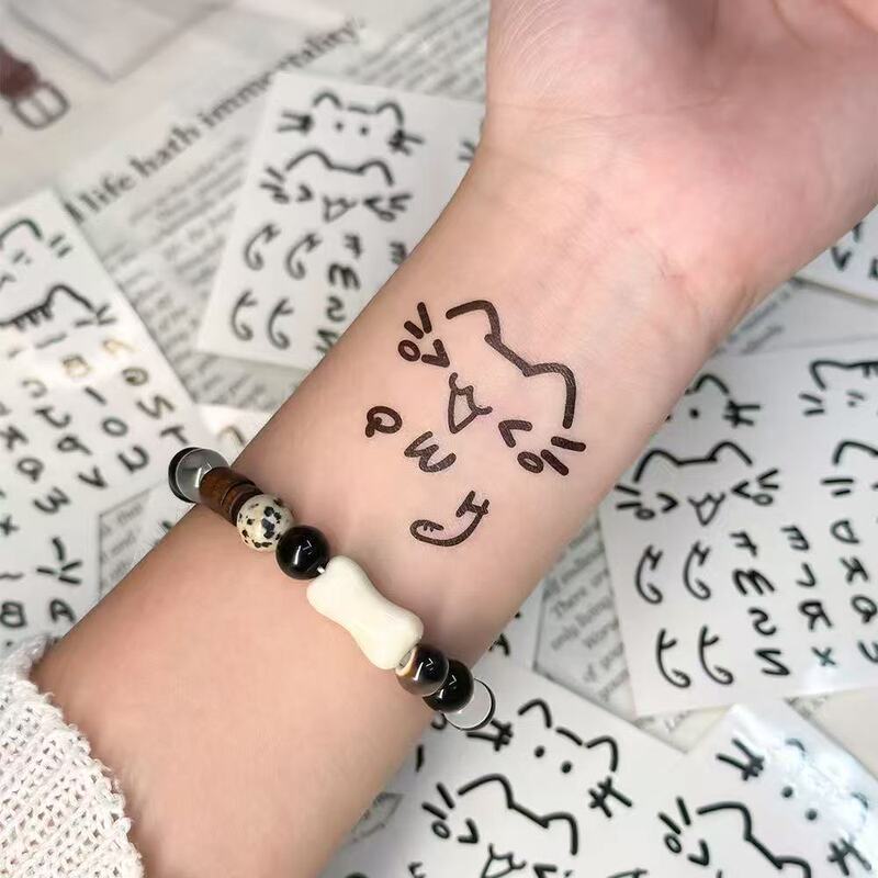 New Cat Letter Tattoo Stickers for Kidsren, Students, Men and Women, 26 Letters for Couples, Long-Lasting Artificial Waterproof Tattoos