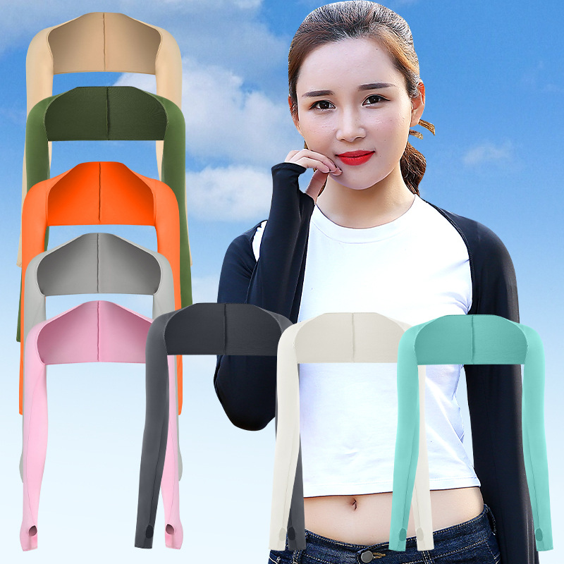 Cross-border Outdoor Sports Sunscreen Shawl Women's Cardigan Thin Breathable off-shoulder Summer Ice Silk Quick-drying Cycling Sleeve
