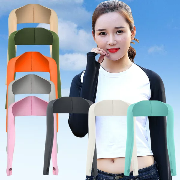 Cross-border Outdoor Sports Sunscreen Shawl Women's Cardigan Thin Breathable off-shoulder Summer Ice Silk Quick-drying Cycling Sleeve