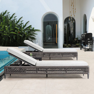 Outdoor Bed Villa Courtyard Waterproof Sun Protection Resort Hotel Outdoor Rattan Swimming Pool Lounge Chair Garden Beach Chair