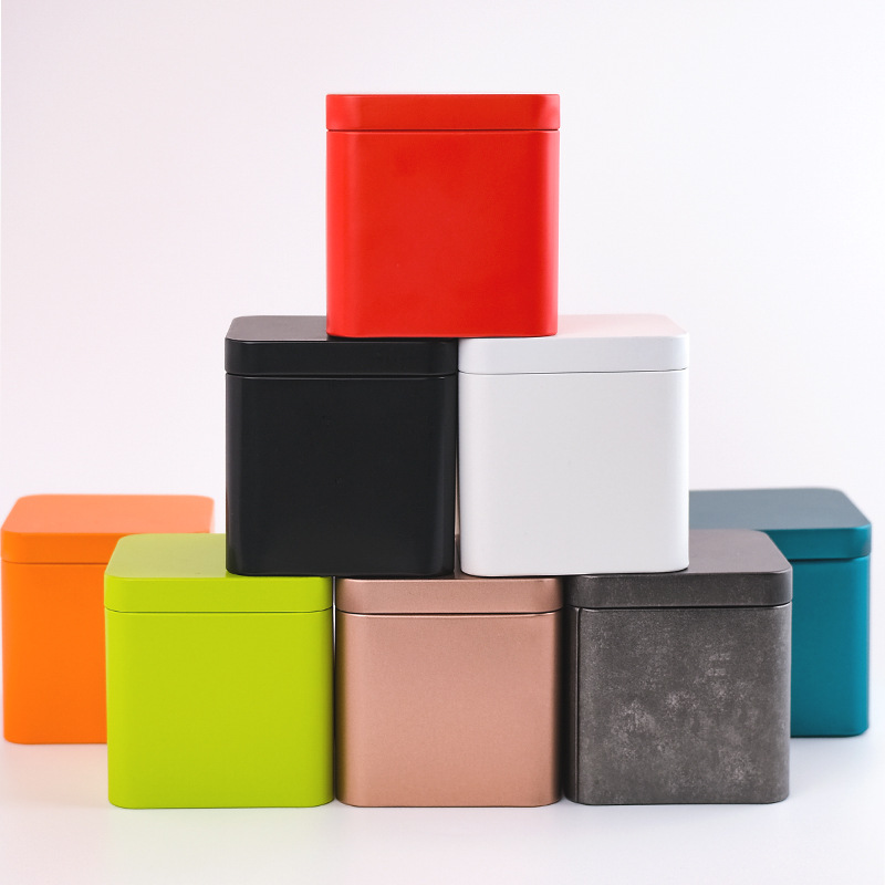 in stock Mini Tea Jar Shrink Cap Pu'er Tea 30g Portable Small Jar Tea Packaging Square Tinplate Jar