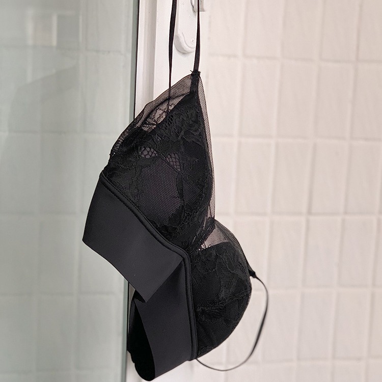 Francés brillante seda de hielo sin costuras en forma de U belleza ropa interior trasera verano de las mujeres ultra-Delgado pequeño pecho cómodo encaje chica Correa sujetador