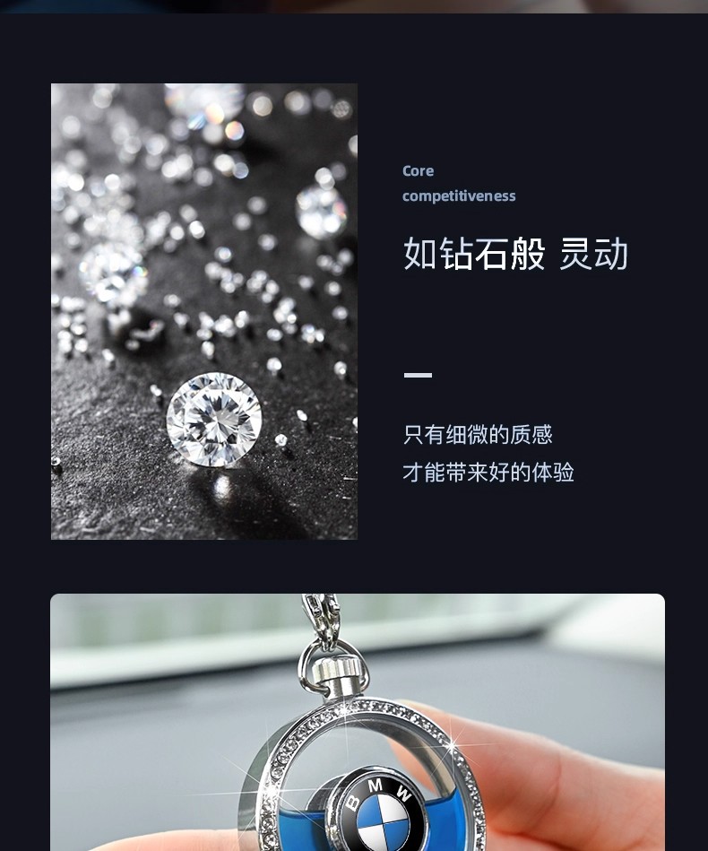 Cross-Border Car Perfume Pendant Car Interior Supplies Manufacturer Car Creative Personalized Perfume with Diamond Pendant Aromatherapy