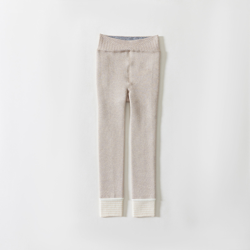 Chicas de invierno forrado de lana gruesa polainas bebé ajustable entrepierna rayas tobillo-longitud Cachemira engrosada recortada pantalones caliente