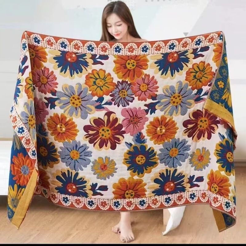 Gauze Bath Towel New Product 76*160-400g Pure Cotton Material with Various Patterns, Retro Patterns and Ethnic Style