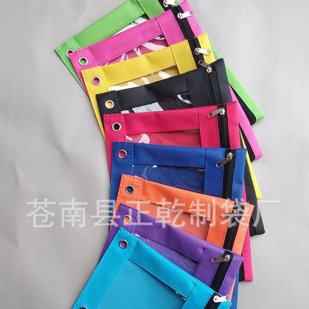 Estuche para lápices de tela Oxford 600D con tres compartimentos, bolsa para documentos de PVC, artículos de papelería transfronterizos