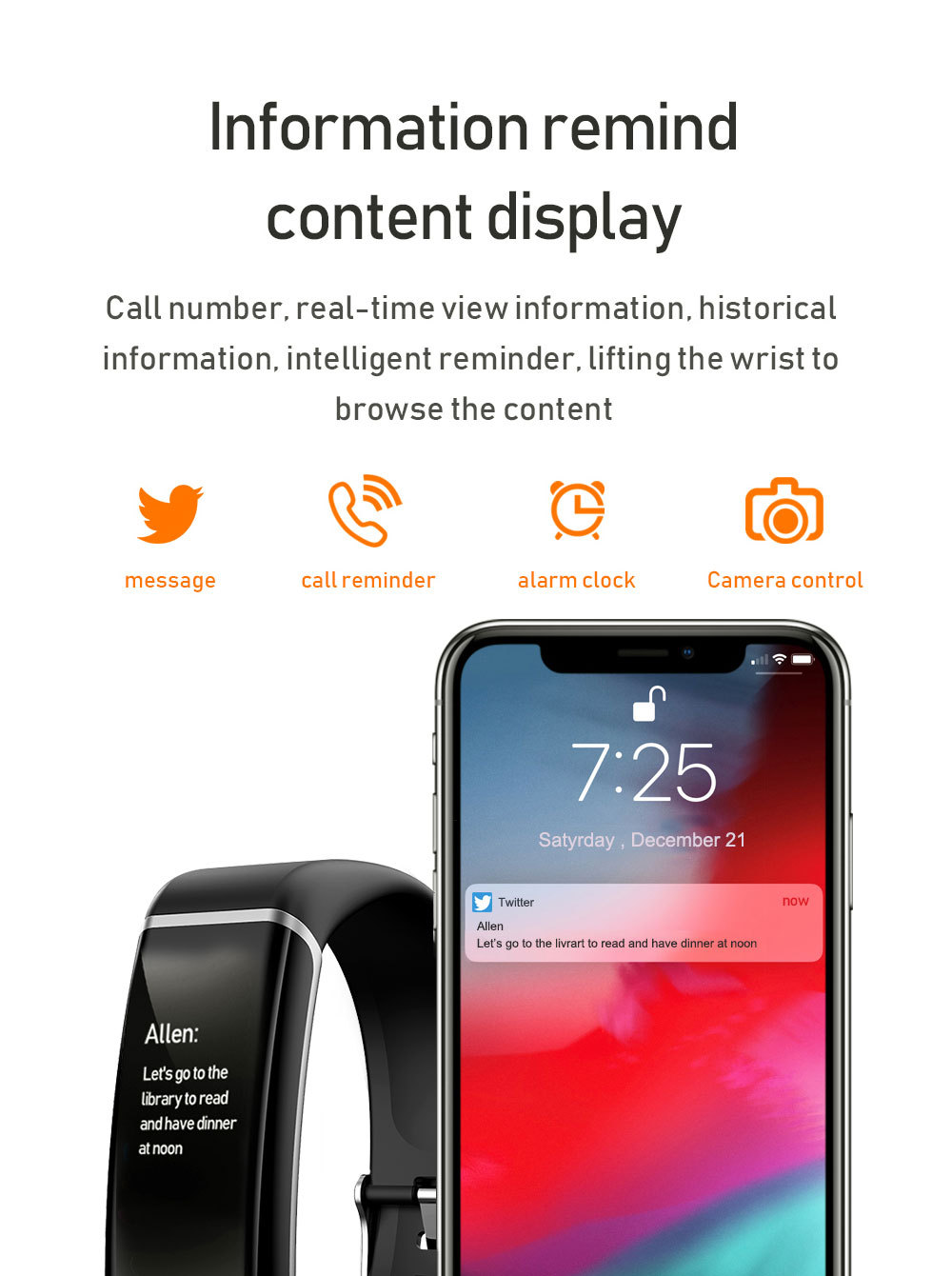 Title 10, CT6 Smart Motion Meter Step Color Screen Bracel...