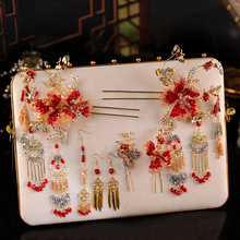 红色秀禾头饰新中式新娘头饰结婚龙凤褂古典流苏发钗步摇发饰发簪