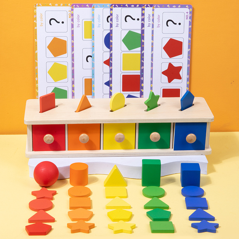 Montessori educación temprana CPC forma de madera cognición color clasificación entrenamiento moneda a juego caja kindergarten juguetes educativos