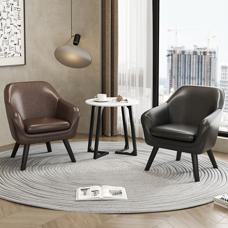 Balcón moderno sofá perezoso silla de ocio para una persona pequeña mesa de té de hotel de oficina lujoso apartamento cómodo piel