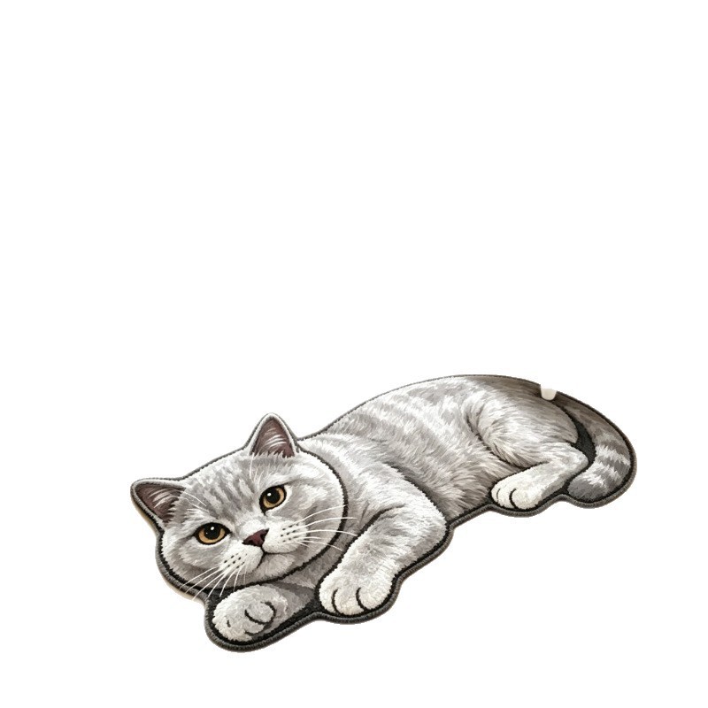 Transfronterizos de dibujos animados felinos imitando almohadillas de cachemir inodoro visual 3D absorción de agua alfombra de suelo sucia alfombra de suelo de baño doméstica resistente al desgaste