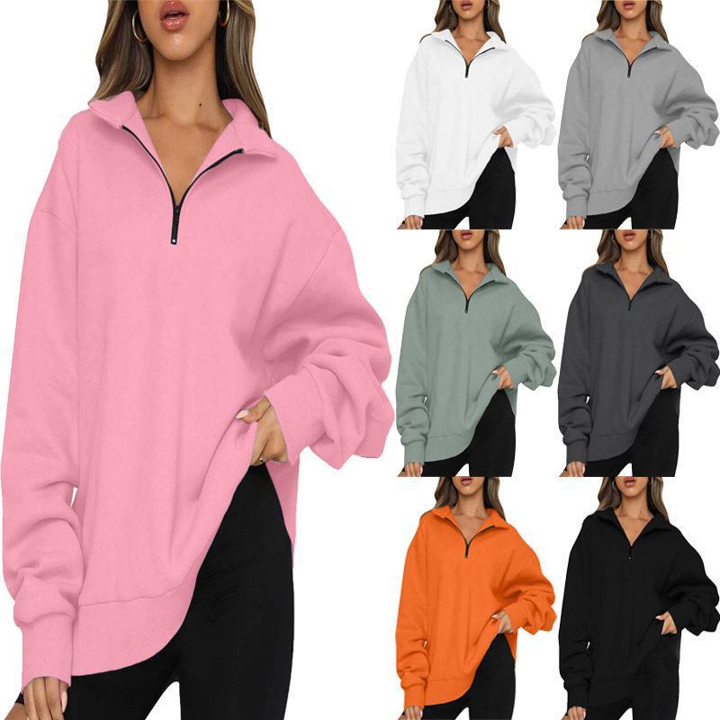 European and American Clothing 2025 Autumn and Winter New Amazon Casual Tops Half-Zip Pullover Long-Sleeved Sweatshirt Sweatshirt for Women European and American Clothing 2025 Autumn and Winter New Amazon Casual Tops Half-Zip Pullover Long-Sleeved Sweatshirt Sweatshirt for Women