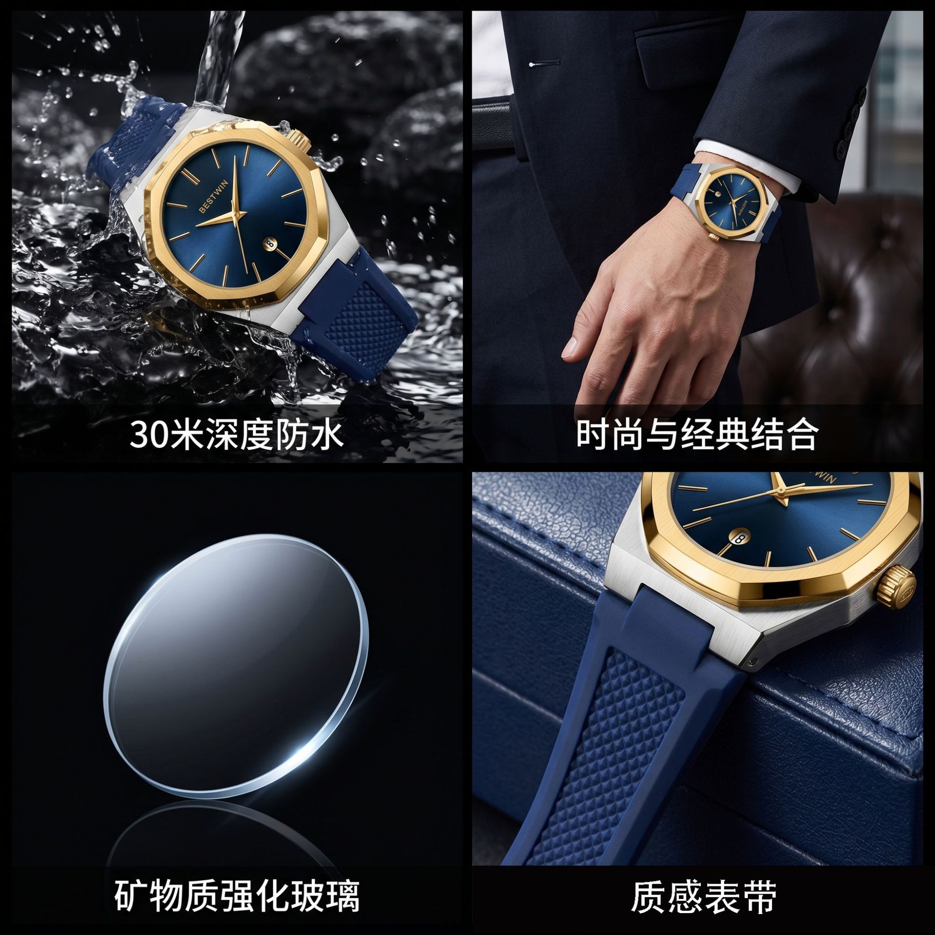 Shishitong BESTWIN banda de silicona reloj de estudiante reloj de los hombres al por mayor reloj de pulsera Calendario de moda reloj de los hombres