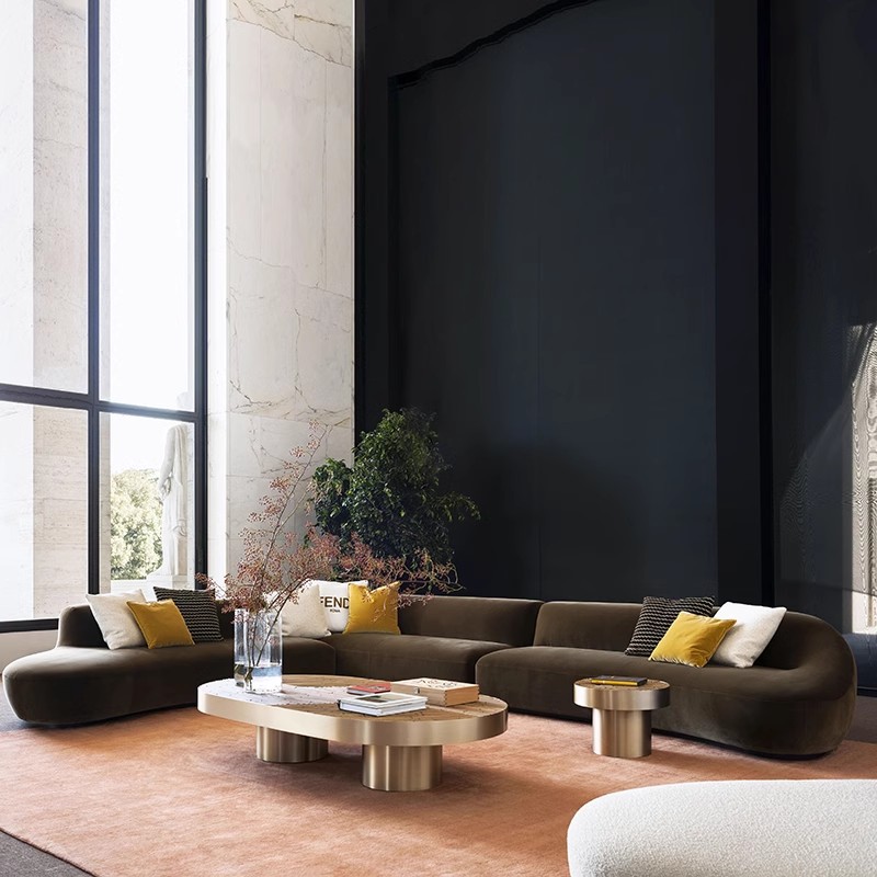 Hotel nórdico de lujo moderno diseñador de estilo múltiple italiano nórdico minimalista sofá de fila recta sofá de área de villa