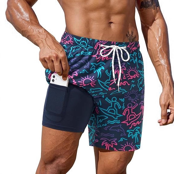 Cross-Border Foreign Trade Summer New Men's Shorts Fashionable Vacation Beach Pants Men's Large Size Four-Corner Milk Silk Lining