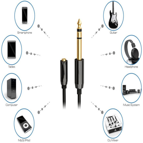 Quality audio cable computer amplifier audio gold-plated 3.5 female to 6.5mm connecting cable audio adapter cable
