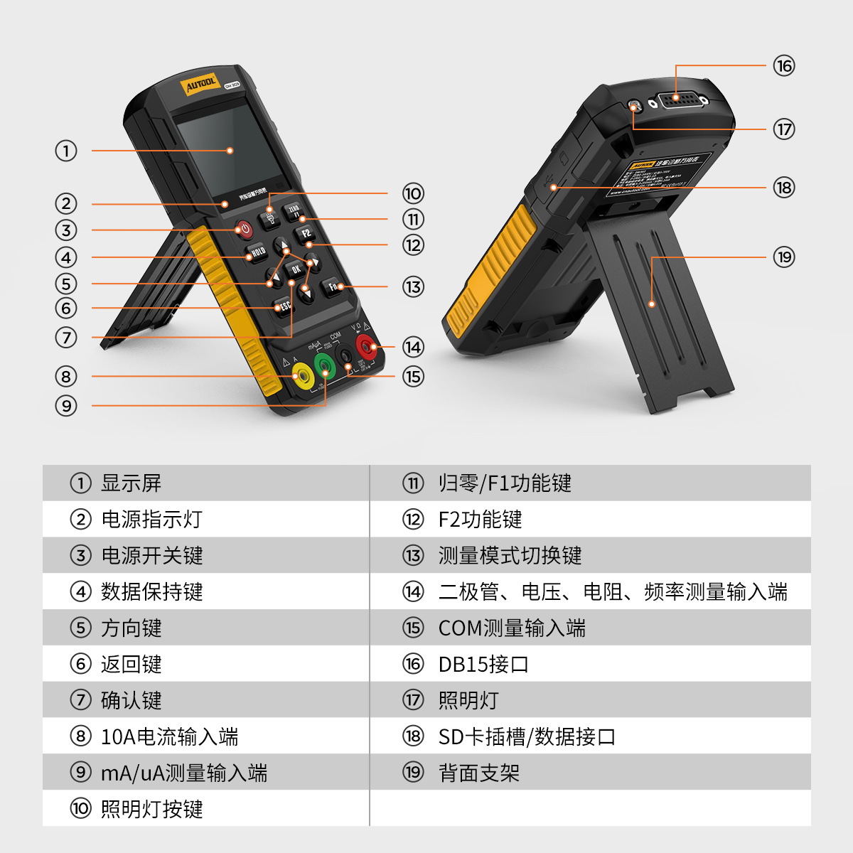 AUTOOL DM303 automobile diagnostic multimeter oscilloscope analog signal frequency line detector test pen