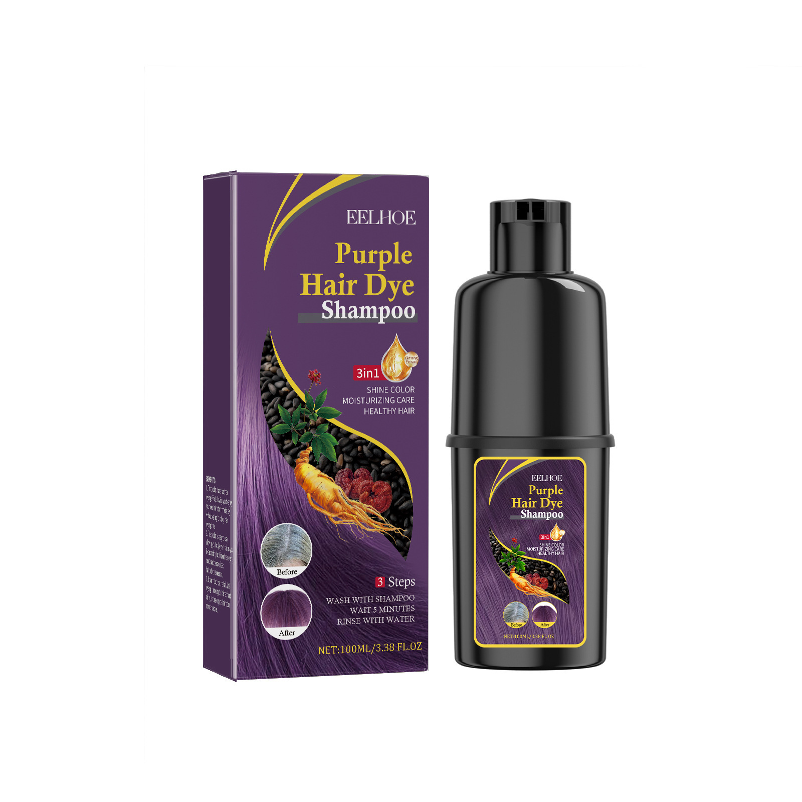 Cross-border EELHOE Hair Shampoo Series suave humedece el cuero cabelludo con fácil cambio de color para el cabello Shampoo
