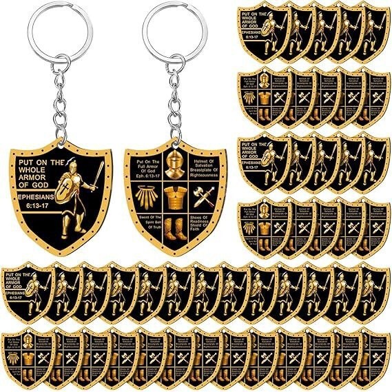 Amazon Acrylic Shield Armor Round Keychain Full Set of God's Armor Military Gift