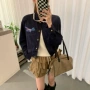 长袖翻领秋季波浪单排扣