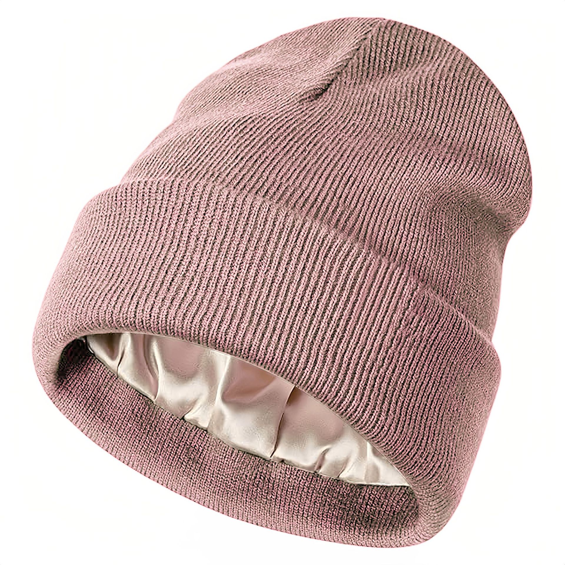 Cappello lavorato a maglia caldo in raso per protezione dei capelli da donna, stile europeo e americano, autunno inverno, nuovo, transfrontaliero_voghion.com