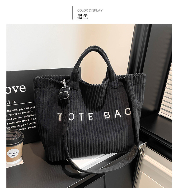 Bolso de hombro de gran capacidad para mujeres nuevas moda transfronteriza de moda de estilo universal bolso de viaje de lana nicho letras bolso de mano