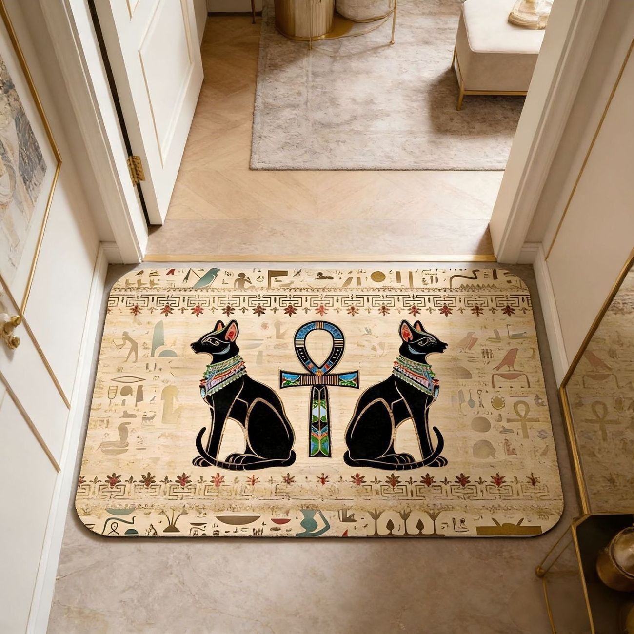 Alfombra de suelo de baño estadounidense transfronteriza puerta de baño resistente al desgaste cortable pie de toalco de baños almohadilla antideslizante de absorción de agua de lodo de diatomeas image 1