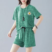 大码女装夏季两件套宽松显瘦斤胖加肥加大码短袖短裤套装潮