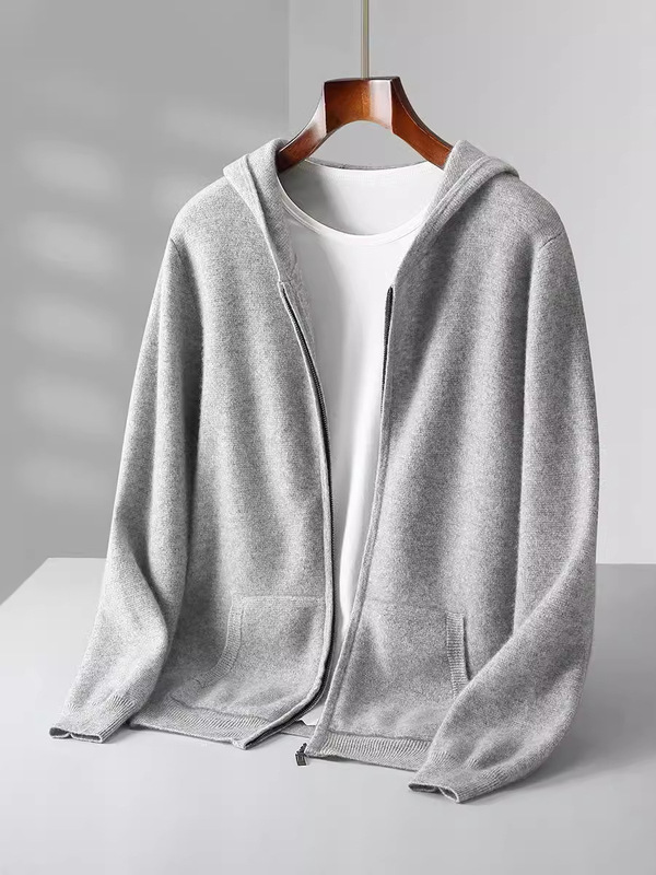 New 2025 Autumn and Winter Thickened Casual Wool Sweater Men's Hooded Sweatshirt with Zipper and Pockets Sports Cashmere Knitted Cardigan New 2025 Autumn and Winter Thickened Casual Wool Sweater Men's Hooded Sweatshirt with Zipper and Pockets Sports Cashmere Knitted Cardigan