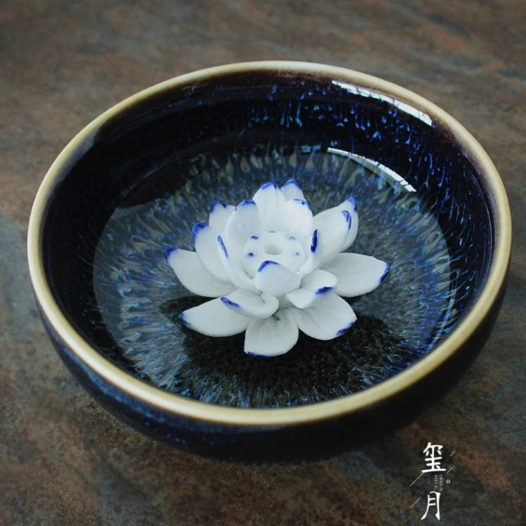 Трансграничные взрывы Цзиндэчжэнь Замена печи Орхидея Глазурь Чайная чашка Тип Керамическая вставка для благовоний Линия Ароматическое сиденье Держатель для благовоний Инструмент для благовоний