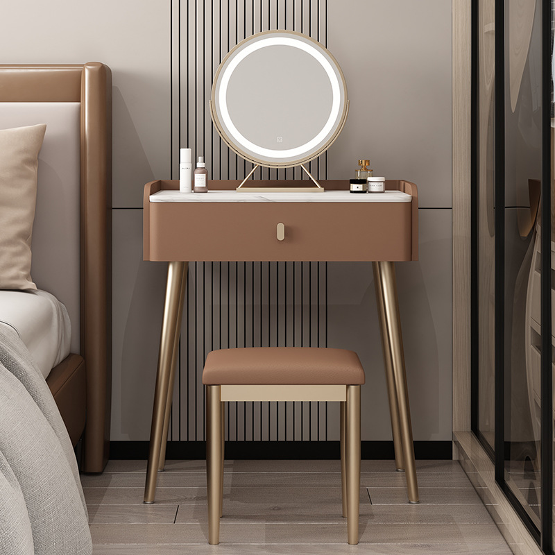 Oro marrón claro 60cm madera maciza espejo inteligente con tres colores