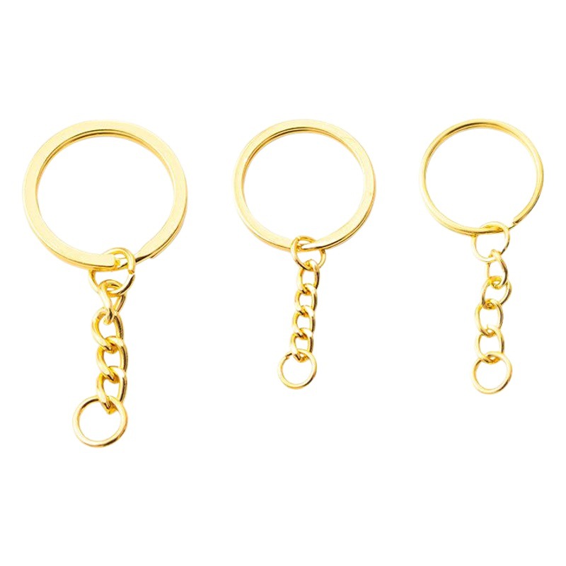 Llavero chapado en oro, cadena de cuatro secciones, colgante de un solo anillo, accesorios de joyería diy, accesorios colgantes, llavero, llavero, venta al por mayor