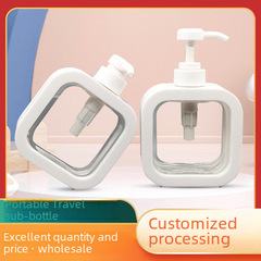 Plastic transparent empty bottles for hand soap, perfume, lotion, spray bottles, cosmetics, shower gel, and travel refill bottles
