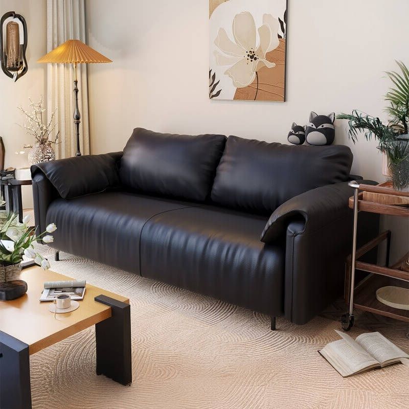 Elephant Ear Straight Three-Seater Lazy Sofa for Living Room, Small Apartment, Rental Room, Bedroom, New Double Fabric Model