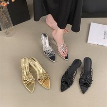 坡跟一字带法式小凉拖仙女2025年夏季新款配裙子度假高跟气质拖鞋