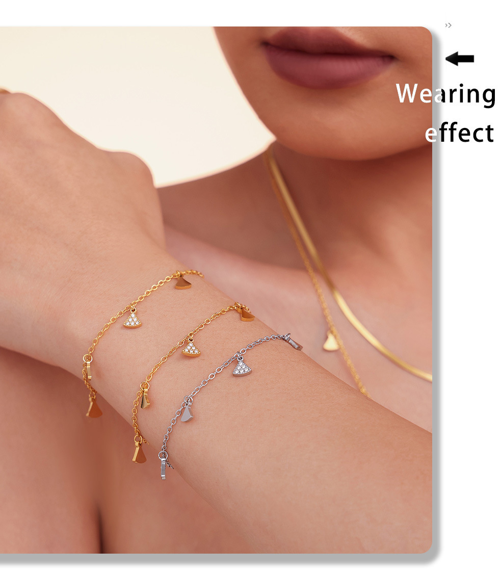Minigonna geometrica con set di accessori multipli con zirconi intarsiati, collana, bracciale, acciaio al titanio placcato in oro vero, copricapo_voghion.com