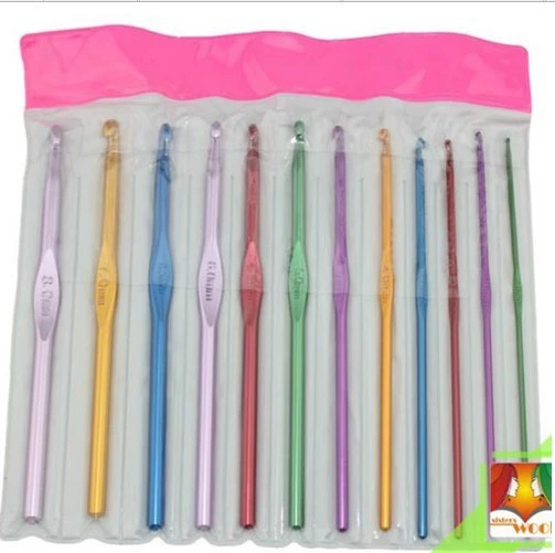 Шерстяные инструменты для вязания цветной глинозем вязаный крючком костюм кружево вязание крючком 2,0-8,0 мм полный комплект 12 шт. Бесплатная доставка