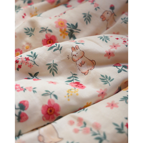 Huazhi Little Rabbit~丨Pure cotton double-layer yarn French retro lace four-piece bed sheet quilt cover Year of the Rabbit bedding set