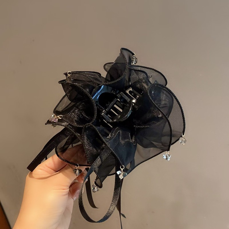 高級オーガンザクリスタル 13cm グリップシャーククリップ大爪ヘアピンヘアグリップヘアピンヘッドドレス|undefined