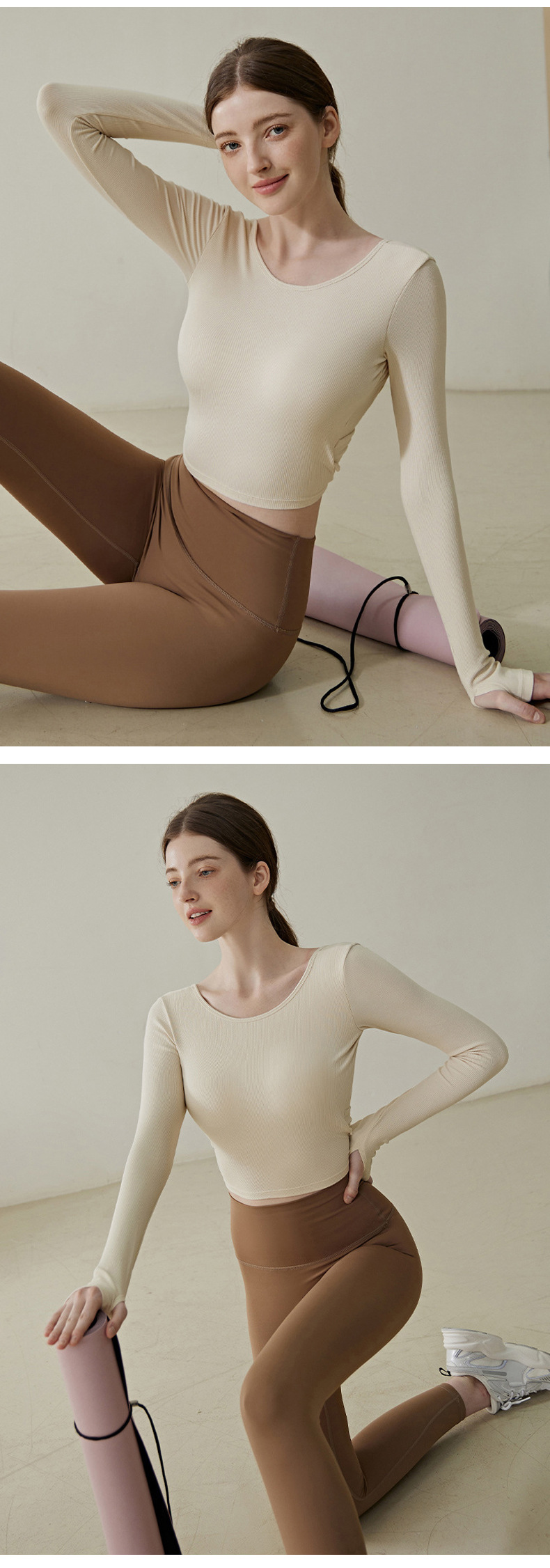 129g Weight Long Sleeve Sleeve Length Cotton, Spandex, Thread Cotton Fabric Type Short Top Length T-shirt Tops Type Yoga Clothing Top Women's Back Long Sleeve Fixed Chest Pad High Elastic Outdoor Fitness Exercise Yoga Clothes Long Sleeves Outerwear