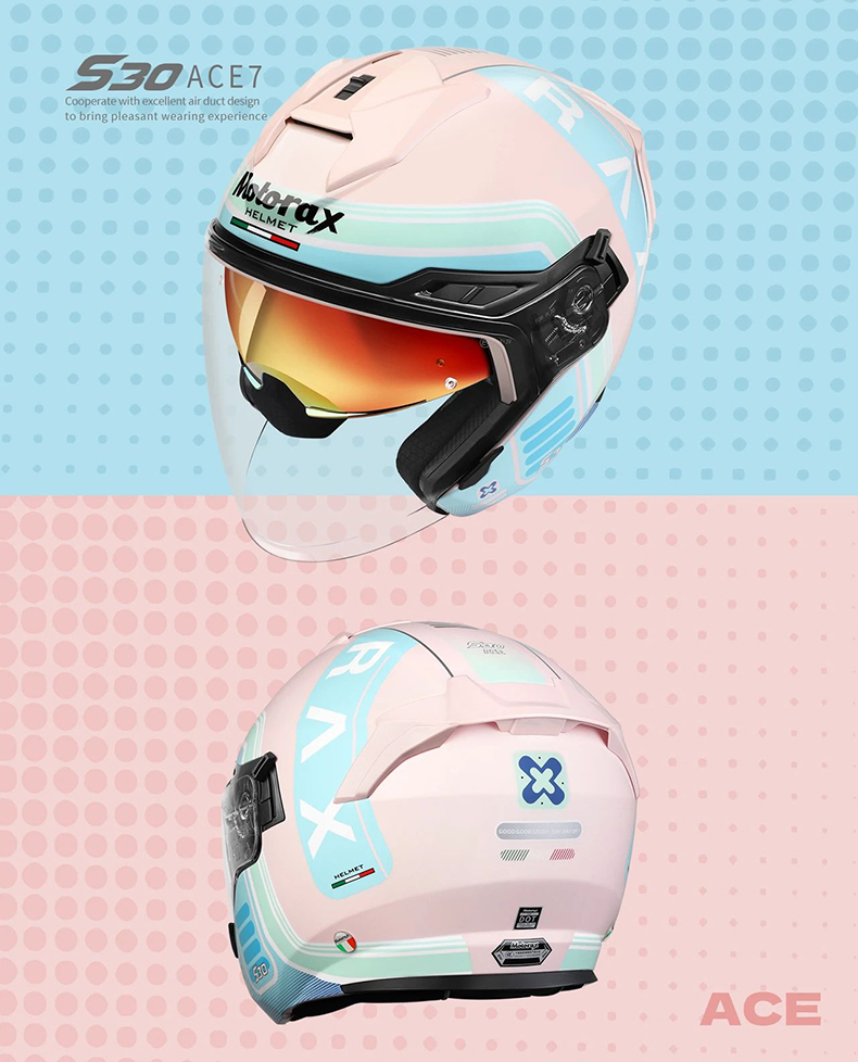 MOTORAX Morex S30 Half Helmet Motorcycle Helmet 3/4 Helmet Men's and Women's Double Lens Electric Four Seasons
