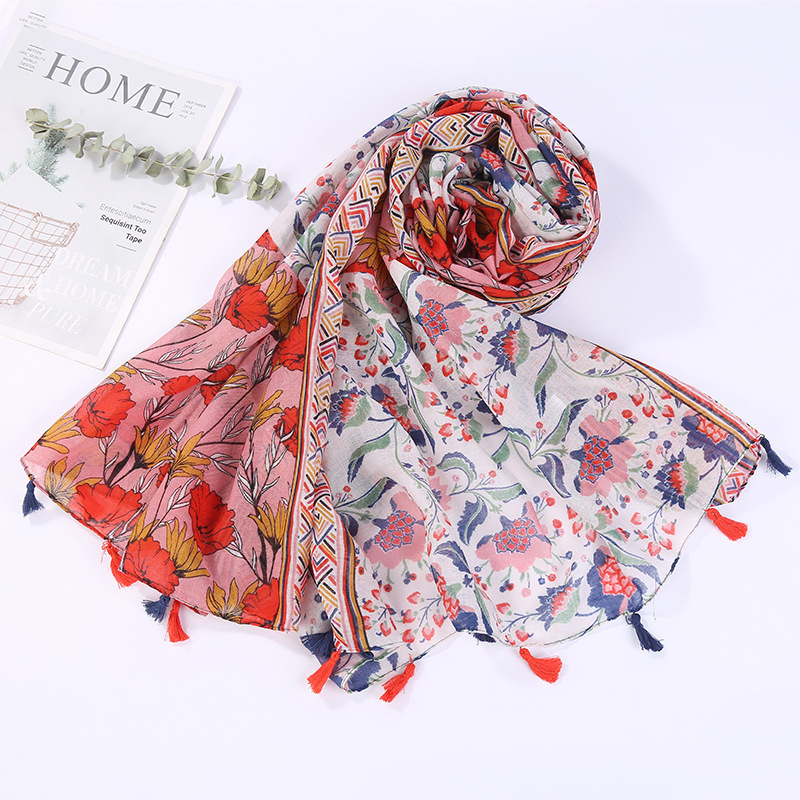 Casual Seaside Sunscreen Shawl Long Beach Towel Tassel Large Gauze New Style Japanese and Korean Style Fresh Cotton and Linen Scarf for Women Casual Seaside Sunscreen Shawl Long Beach Towel Tassel Large Gauze New Style Japanese and Korean Style Fresh Cotton and Linen Scarf for Women