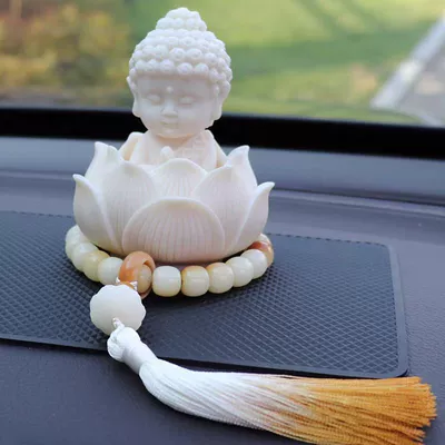 Car ornaments – Interior Ornament - white-ivory-fruit-buddha-fine-bodhi-tassel-style