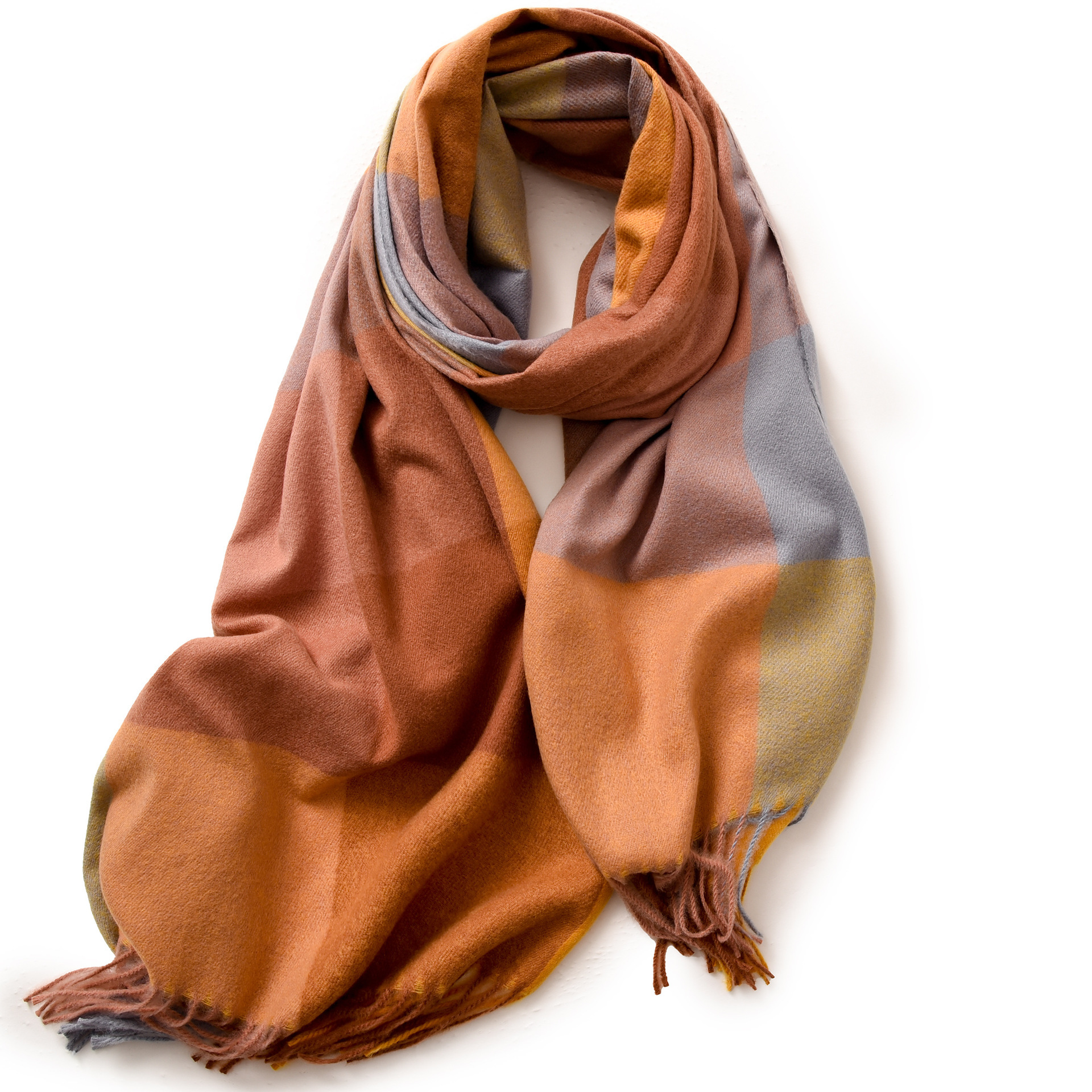 Buñuelo a cuadros para mujeres de otoño y invierno explosión de cachemira caliente buñuelo de oficina con buñuelo de alta calidad para mujeres de invierno