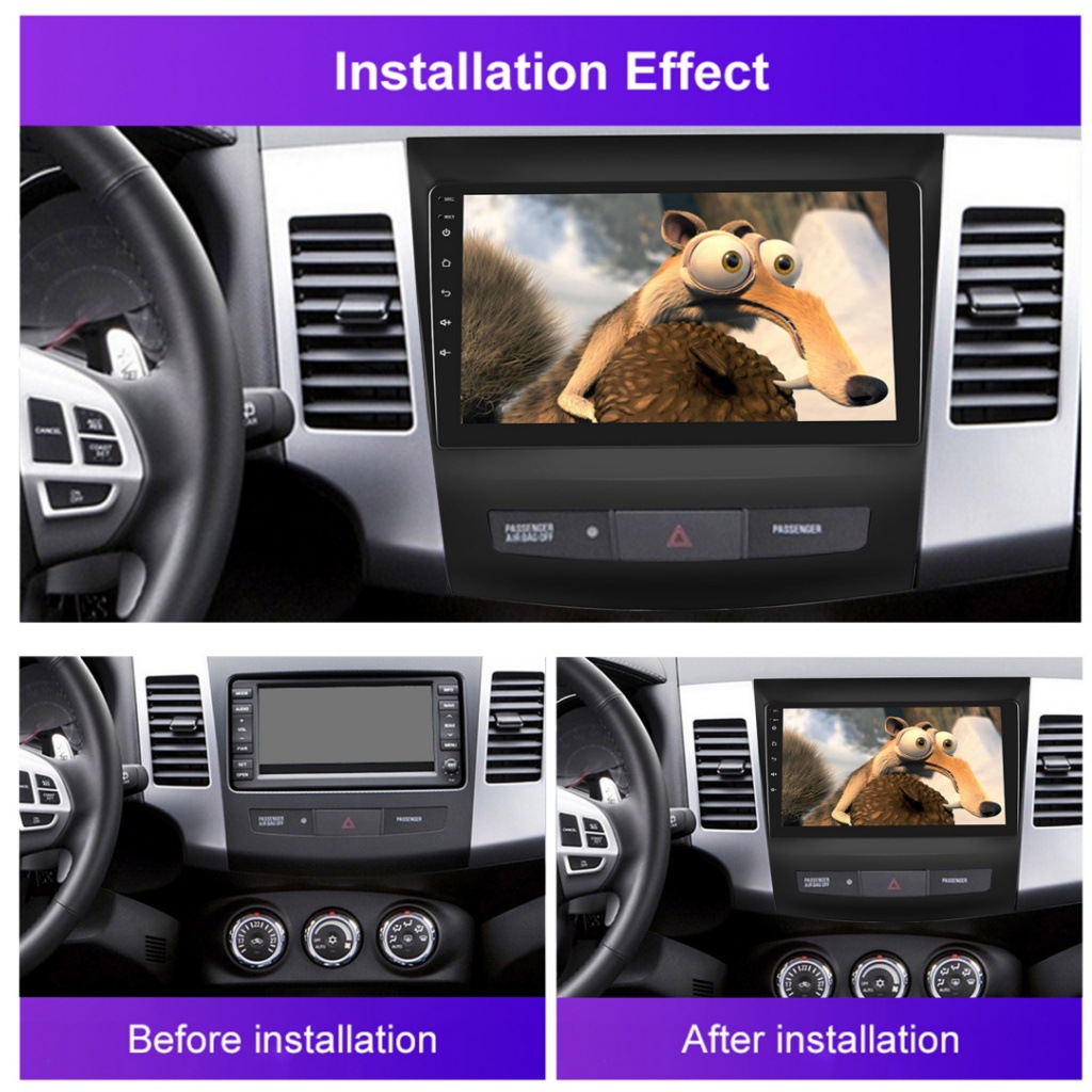 Suitable for 08-15 Mitsubishi Outlander 9inch Central Control Navigation Dvd Modified Face Frame Versatile Set Frame