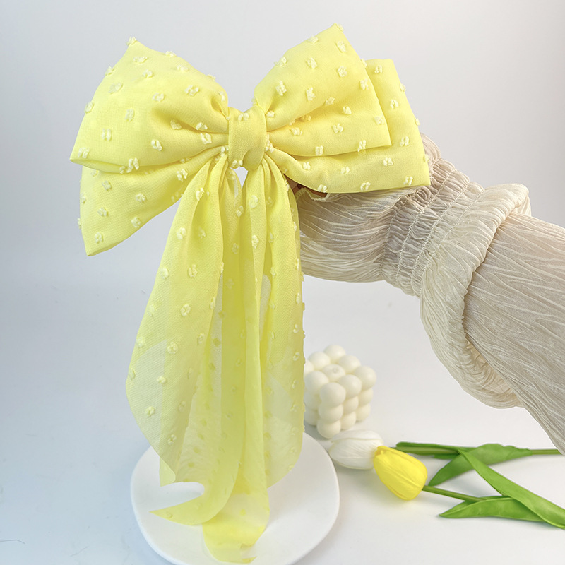 27g Weight Hair Clip Hair Accessories Type 1 Piece Quantity Daily, Street Occasion Chiffon Material Bow Knot Pattern Women's Gender Handmade Design Simple Style Style Women's Simple Style Bow Knot Chiffon Handmade Hair Clip 10