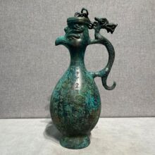 龙凤壶仿古青铜器工艺品老铜壶带铭文仿古酒壶摆件古玩收藏批发