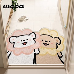 可愛小狗地墊入戶門可裁剪進門門墊玄關絲圈可愛地毯除塵蹭土防滑